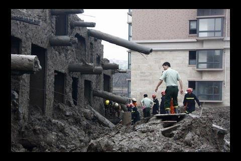 Collapsed building in Shanghai
